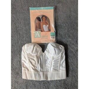 Adonna Strapless Longline Backless Bra Women's Size 36C White 100% Nylon